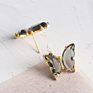 Korean Jewelry Color Transparent Glass Butterfly Earrings Needle Crystal Butterfly Stud Earrings