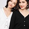 Korean Style Fall V Neck Long Sleeve Button down Plain Knitted Cardigan Sweater