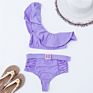 Label Tag Swimwear One Shoulder Bikini Ruffled Swimsuit Beachwear High Waisted Bikini