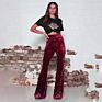 Ladies Bell Bottom Pants Casual Loose Elegant High Waist Long Wide Leg Pants Velvet Flare Pants Women