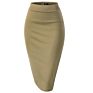 Ladies Spring Office Casual Bodycon Pencil Skirts Women Midi Knee Length Front Pockets Streetwear Bandage Skirt