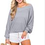 Ladies Waffle Knit Tunic Tops Loose Pullovers Long Sleeve V Neck Shirts Women Clothes