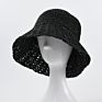 Lady Foldable Hand Crochet Paper Straw Bucket Sun Hat for Beach Daily Resort Holiday Uv Protection