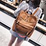 Large Capacity Waterproof Pu Bag Lady Student Crossbody Shoulder Bag Backpack Leisure Soft Leather Bag Retro Backpack