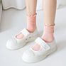 Leisure Long Crew Socks Women Cute Cotton Solid Lettuce Trim Socks