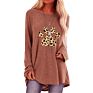 Leopard Cat Paw Print Long Sleeve Loose round Neck T-Shirt Top Women