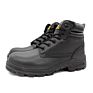 Light Genuine Leather Black Mid Cut Safety Shoes with Steel Toe for Man