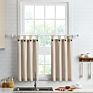 Linen Color Striped Design 3 Piece Tab Top Cotton Kitchen Curtains and Valances Set Ready Made