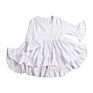 Little Girl Fall Clothes Pure White Cotton Hi Low Ruffles Shirts with Grey Bell Bottoms Girl Boutique Baby Clothes