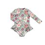 Lovely Ruffle Legs Baby Infants Toddlers Floral Swimsuits Zipper up Kids Swimwear for Girls Long Sleeve Little Girl Swim Suites