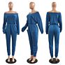 Lowest Price Solid Color off Shoulder Loose One Piece Jumpsuits Fall Jumpsuits Long Sleeve Jumpsuit for Women