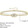 Luxury Classic Layer Evil Eye Charm Bracelet for Women Shiny Princess Cut Cubic Zircon Cz Adjustable Bangles Copper Jewelry Gift