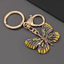 Luxury Gold Metal Alloy Insect Rhinestone Butterfly Keychain Accessories for Women