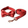 Luxury Red round Dots Dog Collar and Leashes Bow Tie Dog Cat Necklace with Metal Buckle for Pet Gifts
