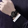 Luxury Stainless Steel Wristband Black Movement Unisex round Quartz Watch