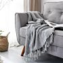 Luxury Throw Blanket Woven Knit Blanket Cozy 100% Cotton Decorative Blanket with Tassels for Couch Bed Sofa 130X170Cm