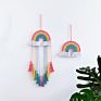 Macrame Rainbow Wall Hanging Handmade Rope Woven Tassel Wall Art for Boho Home Decor Party Supplies
