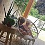 Macrame Swing Chair Macrame Hammock Chair Hanging Cotton Rope Hammock Swing Chair Indoor/Outdoor