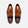 Made in Italy Double Monk in Brandy Color Patina Full Leather Handmade Men Shoes