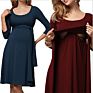 Maternity Dress with Ruffled Long Belt round Neck Breastfeeding Dress Tct10020