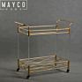 Mayco Kitchen Gold Metal Push Bar Wine Holder Serving Cart Trolley with Tempered Glass