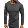 Men Cotton Henley Collar with Buttons Long Sleeve Casual T Shirt