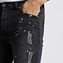 Men Design Black Skinny Jeans Paint Splatter Distressed Jean