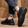 Men's Breathable British Leather Shoes Men Black Leather Shoes Slip-On Dress Shoes