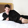 Mens Hooded Long Bath Robe Warm Plush Lightweight Robe Hotel Spa Robe for Men