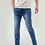 Mens Jeans Denim Pants Slim Straight Dark Blue Regular Fit Leisure Long Trousers Comfortable Tapered Pants Jean Men