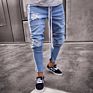 Mens Side Stripe Ripped Denim Pants Jeans for Men