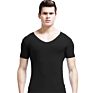 Men's Thin Short Sleeve V Neck T Shirts for Men Solid Color Tight Bottomed Shirt Slim Seamless Underwear Modal