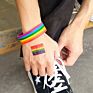 Men's Wristband Multi Color Rainbow Silicone Bracelet for Women Men Braided Chain Link Wristband