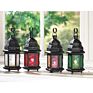 Metal Lantern Black Colored Glass Moroccan Lantern Three Sizes Candle Holder