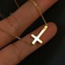 Micci Stainless Steel Jewelry 18K Gold Plated Inverted Sideways Simple Cross Pendant Necklace for Women