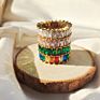 Micci Tarnish Free Waterproof Luxury Women Jewelry Cz Rainbow Diamond 18K Gold Plated Stainless Steel Baguette Ring