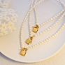 Micci Women's Jewelry 18K Gold Plated Stainless Steel Locket Lock Padlock Pendant Freshwater Pearl Choker Necklace