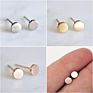 Minimalist Ear Silver Gold Color 4Mm Square round Triangle Cross Heart Shape Stainless Steel Stud Earrings