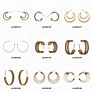 Modern Fancy Geometric C Shape Brass Stud Earrings Hoop Earrings