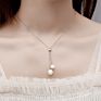 Natural Fresh Water Pearl 925 Sterling Silver Lariat Pendant Necklace for Women Girls