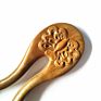Natural Green Sandalwood Wood Carving Flowers and Trees Carving Ornaments 2 Fork Hairpin Plate Hair Hairpin,Hair Chopsticks