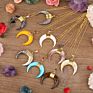 Natural Shell Pearl Crescent Moon Pendant Horn Charms Full Gold Chain Necklace for Women