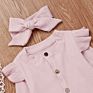 Newborn Baby Girl Clothes Romper Ruffle Long Sleeve Jumpsuit Bodysuit Cute Boys Girls Onesie Infant One Piece Headband Outfits