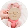Newborn Baby Shower Gifts Wooden Milestone Photo Cards, Double Sided Photo Prop Milestone Discs