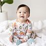 Newborn Boy Girl Print Rainbow Zipper up Bamboo Cotton Footie Baby Romper