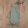 Newborn Infant Toddler Boy Girl 100% Cotton Knotted Kimono Baby Sleep Gown with Hat