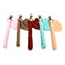 Newest Colorful Bohemia Cotton Rope Woven Leaves Feather Tassel Key Ring Boho Macrame Keychain