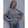 Newest Design High Collar Hollow Out Long Sleeve Women Fall Casual Sweater Women Clothing