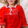 Nightgown Red Monogram Nightie Ruffle Gown Dress Children's Kids Matching Christmas Pajamas for Family