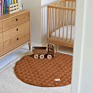 Non-Toxic Dark Green Plaid round Non-Skid Play Mats for Baby